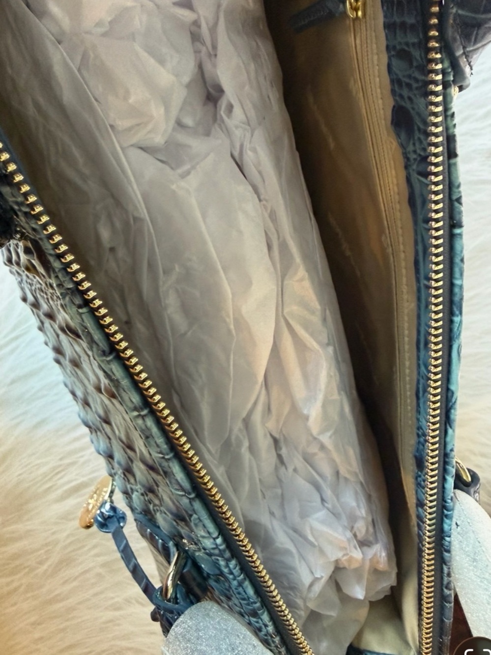 GORGEOUS BLUE Brahmin Sophia Retro Blue Melbourne bag NWT HTF - Picture 9 of 11